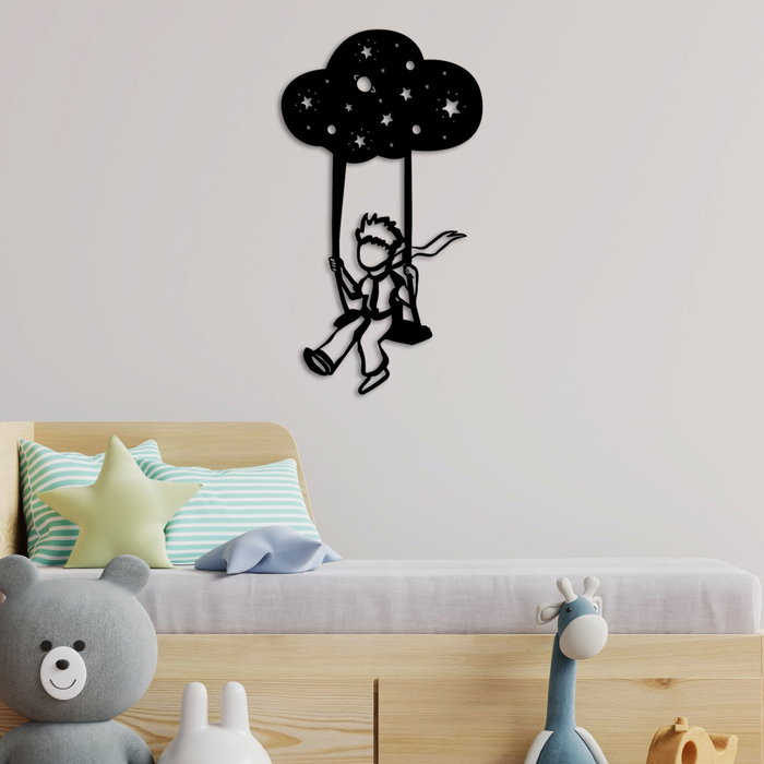 Wallity The Little Prince 6 Escultura de Pared en Metal Negro